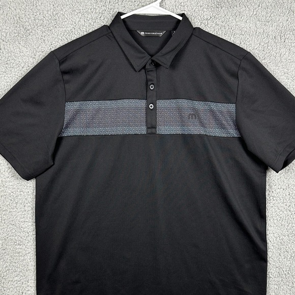 Travis Mathew Shirt Golf Polo Mens XL Black Rugby Short Sleeve Stretch Athletic